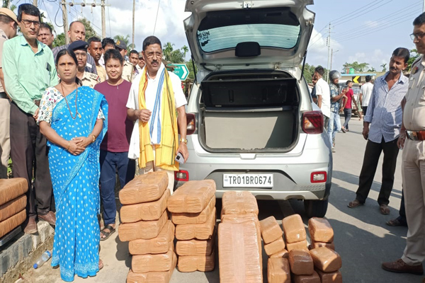 a person was arrested with 69 lakhs worth of marijuana from dharmanagar anand bazar-